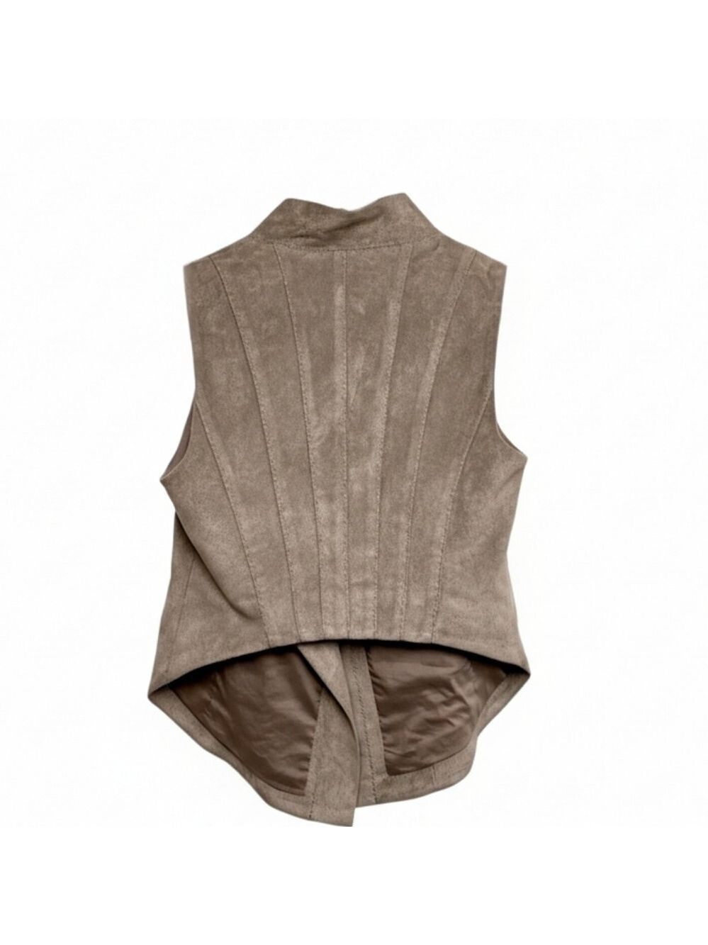 BCBG MaxAzria Sima Khaki Faux Suede Vest | Size Small - Picture 6 of 9